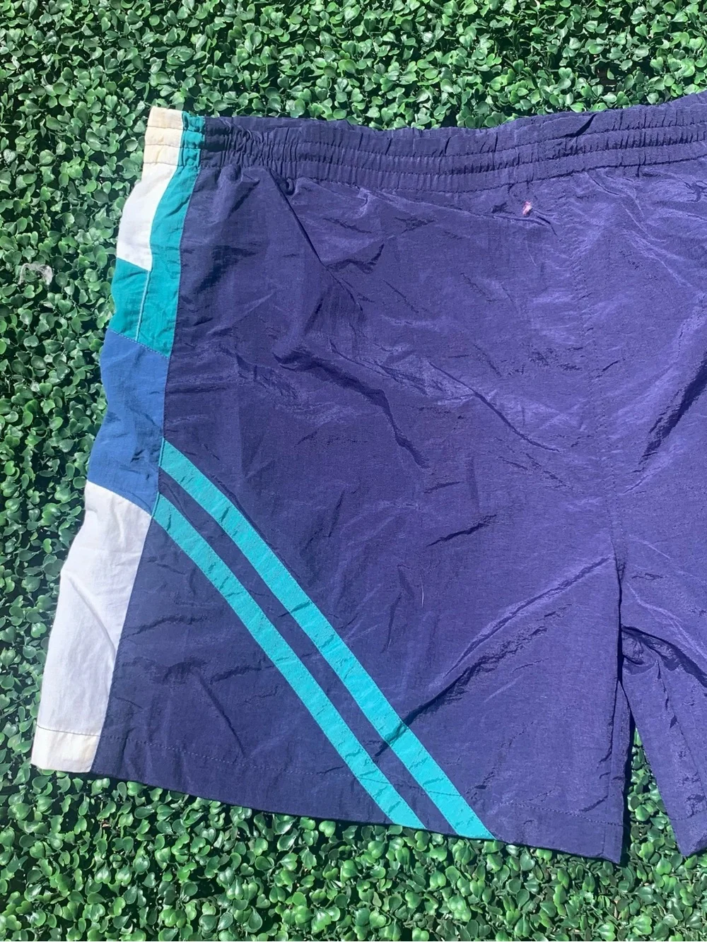 Vintage SPACE blue nylon swim trunks - needs elastic repair